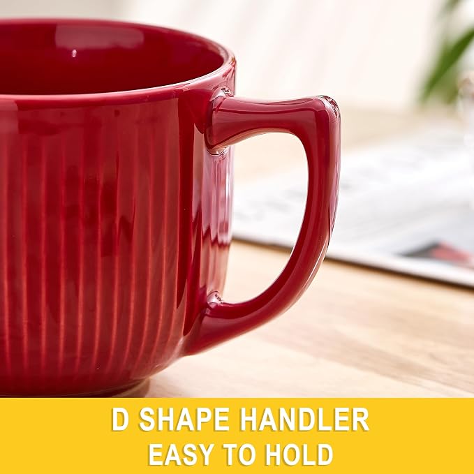 Ceramic Soup Bowl with Handle, 32oz Extra Large Mug Set of 2 | Large Soup Bowl for Ramen, Oatmeal, Cereal, Breakfast,Coffee, Porcelain Bowls with Handles, Dishwasher Safe, Holiday Gifts - Image 4