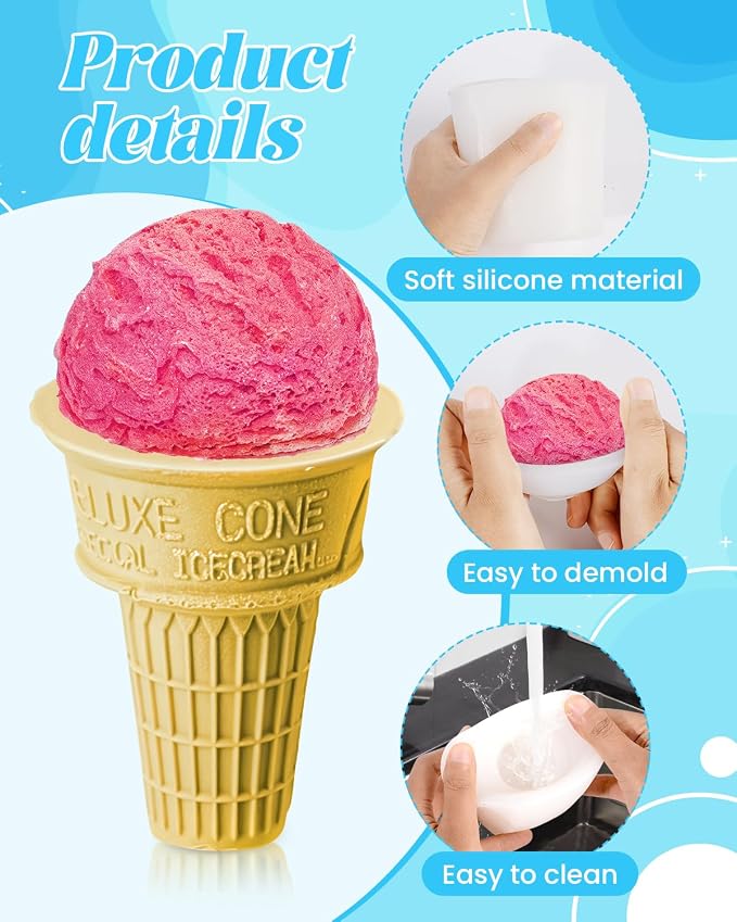 Ice Cream Cone Mold & Ball Candle Mould, Non-Stick Baking Mould For Candy, Chocolate, Jelly, Ice Cream, Soap, Resin, Craft, Wedding, Birthday Party Decor - Image 4