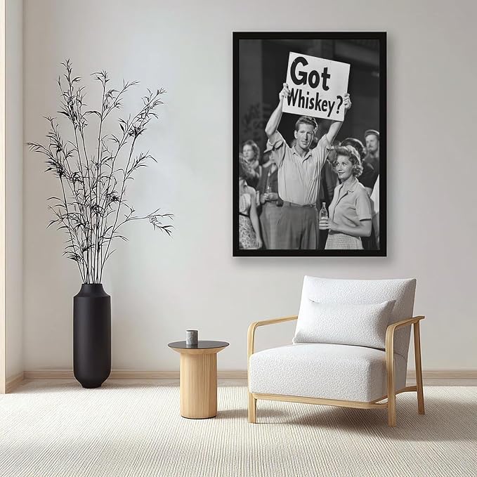 UXCBIA Got Whiskey, Black And White, Alcohol Speakeasy Poster, Prohibition, Protest Art Canvas Poster Bedroom Decor Sports Landscape Office Room Decor Gift Black Frame 24x36in(60x90cm) - Image 7