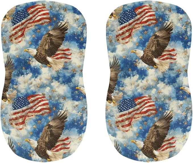 Eagle USA Flag 2 Pcs Bar Stool Covers Dining Chair Replacement Cover with Elastic Band Non-Slip Bottom for Barstool Padded Chair Slipcover - Image 4