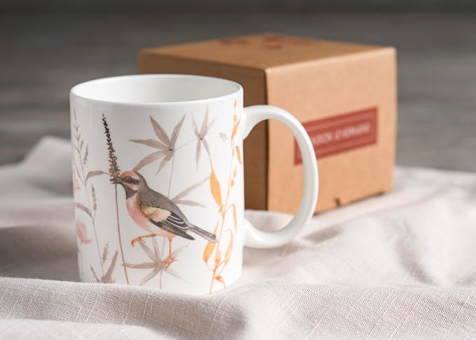 Maison d' Hermine Coffee Mug with Handles Tea Cups (15 Ounce, Pack of 1) | Fine Bone China Coffee Mugs for Hot Beverages Cappuccino Latte Home Spring Summer -Meadow Florals - Beige - Meadow Sunrise - Image 9