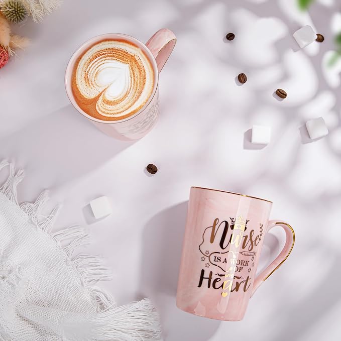 Nurse Gifts for Women, Funny Nurse Mug with Gold Print, Nurses Week Retirement Graduation Appreciation Present, School Nursing Student RN Practitioner, 14oz Pink Marbled Ceramic Cup, Nice Gift Boxed | Nurses Week, Retirement, Graduation, Appreciation, ... - Image 5