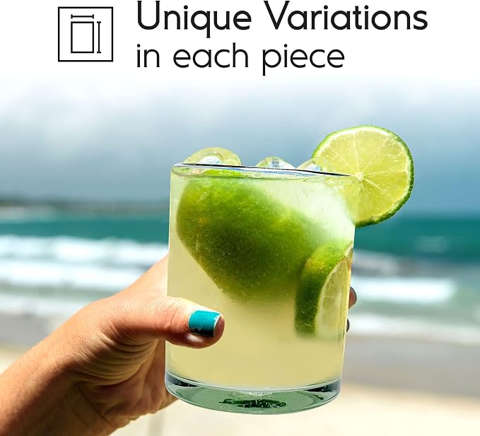 Clear 10 oz Tumblers (set of 6), Hand Blown Mexican Glassware, Recycled Glass Drinking Glasses, Lead-Free, Cocktail Margarita Glasses, Wine Glasses, Shot Glasses, Whiskey Glasses (Tumbler) - Image 5