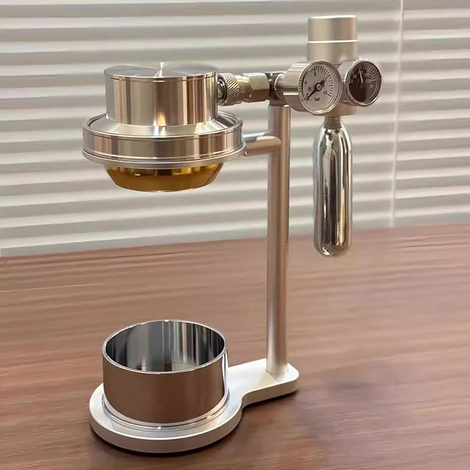 Pneumatic Espresso Machine, Portable Stainless Steel Coffee Maker with Pressure Gauge & Relief Valve for Home, Camping - Image 2