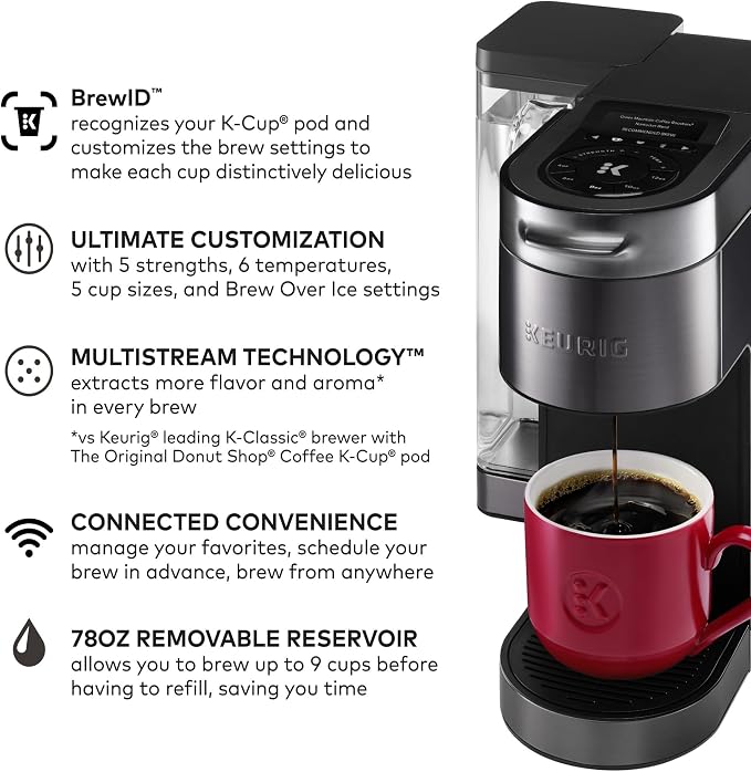 Keurig K-Supreme Plus SMART Coffee Maker, Single Serve K-Cup Pod Coffee Brewer, BREWID and MultiStream Technology, 78 Oz, Black | BREWID, MultiStream Technology, 78 Oz - Image 4