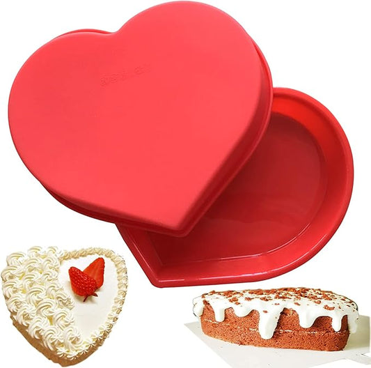 Heart Silicone Cake Pans - Non-Stick, Reusable Molds for Cheesecake, Brownies & More - Perfect for Valentine's Day (1 Pack)