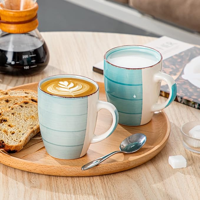 vancasso Bonita 12 Oz Coffee Mugs Set of 6, Ceramic Coffee Cups for Cappuccino, Latte, Tea, Cocoa, Cool Color - Image 7
