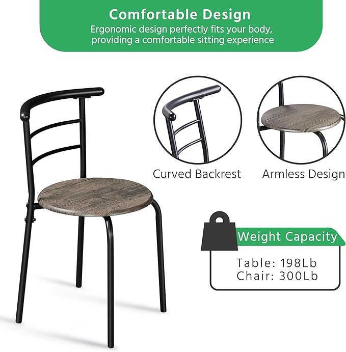 Yaheetech 3 Piece Dining Table Set, Kitchen Table & Chair Sets for 2, Compact Bistro Table Set with Steel Legs, Built-in Wine Rack for Small Space, Apartment, Breakfast Nook, Drift Brown - Image 6