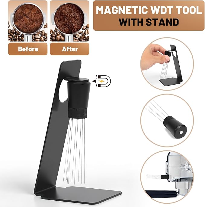 58mm Espresso Tamper Kit - Dual-Spring Calibrated Coffee Tamper, 8-Needle WDT Tool Espresso Distribution Tool, Magnetic Aluminum Dosing Funnel, Reusable Puck Screen, Fit for 58mm Portafilters