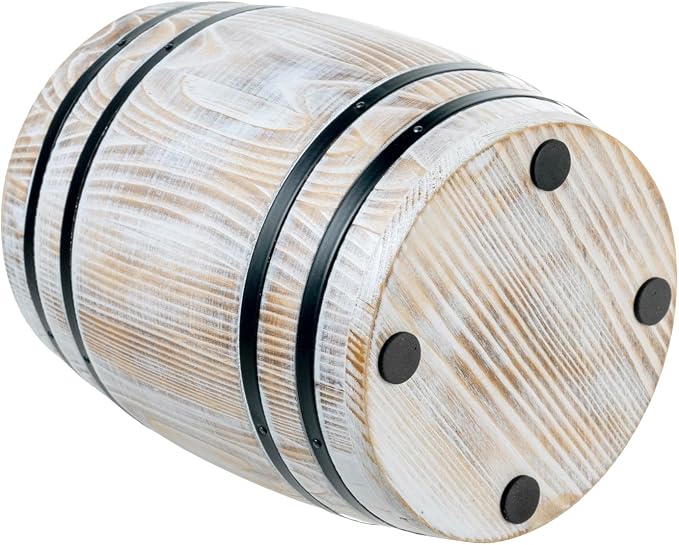 MyGift Whitewashed Wood Wine Barrel Kitchen Utensil Holder Crock | Vintage wine barrel design adds rustic charm while keeping cooking utensils organized and accessible on kitchen counters - Image 7