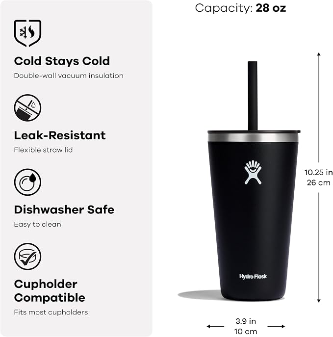 Hydro Flask All Around Tumbler Straw Lid, Insulated Travel Mug, Stainless Steel Coffee Cup 28 Oz Surf - Image 4