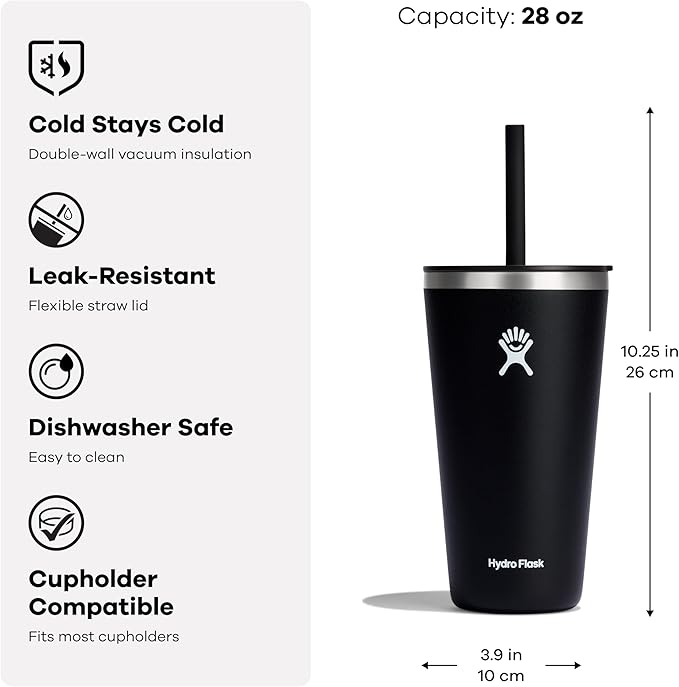 Hydro Flask All Around Tumbler Straw Lid, Insulated Travel Mug, Stainless Steel Coffee Cup 28 Oz Tonal Birch - Image 3