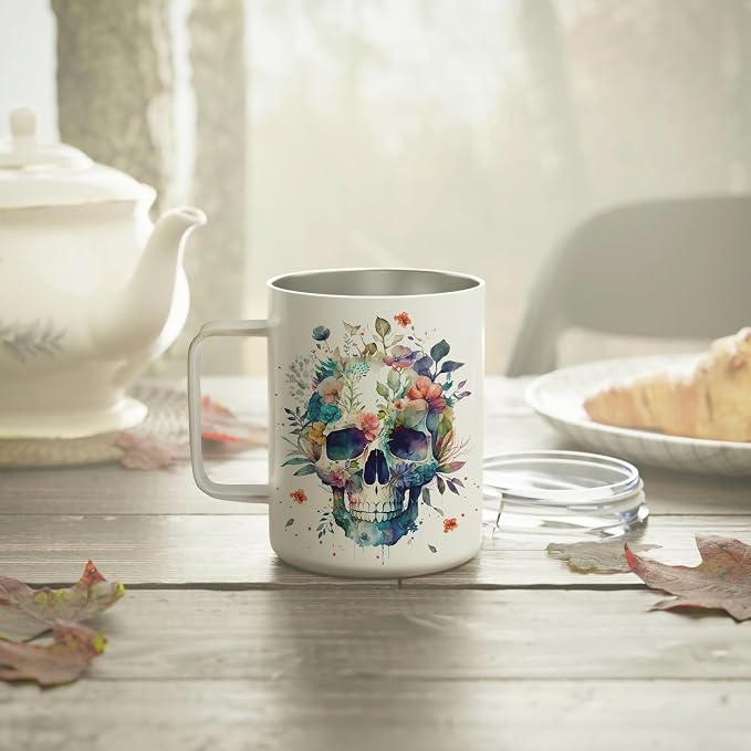 Hyturtle Skull Cup Gifts Skull Lovers - Just A Girl Who Loves Skulls Coffee Mug Stainless Steel 12oz - Goth Gifts For Women - Cute Gothic Lover Gift For Her, Girls, Daughter On Birthday Christmas - Image 5
