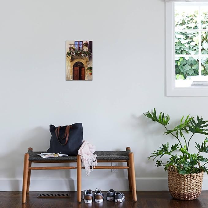 ART.COM Stretched Canvas Print Balcony Flowers and Doorway in Pienza Tuscany Italy by Julian Castle, 12" x 18" - Image 3