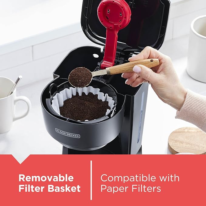 BLACK+DECKER 12-Cup Coffee Maker with Easy On/Off Switch, Easy Pour, Non-Drip Carafe with Removable Filter Basket, Vortex Technology, Black (Pack of 4) - Image 8