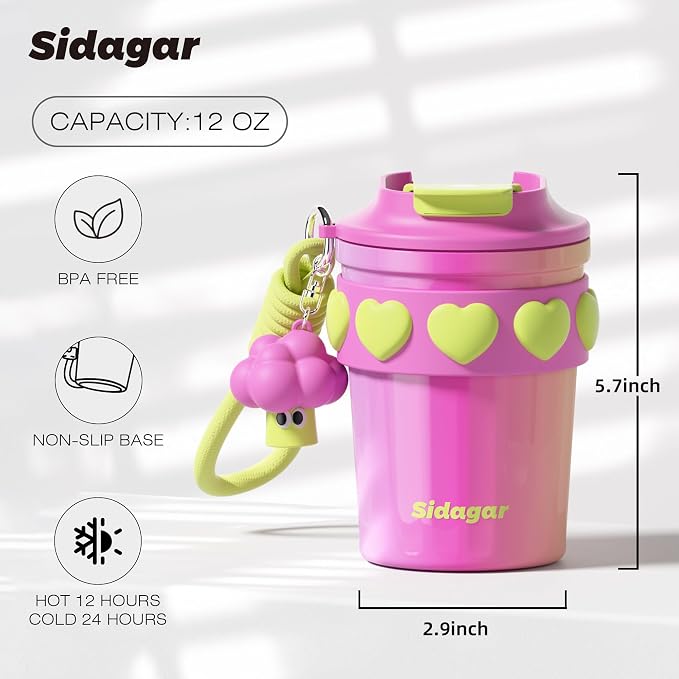 SDGA+ 12 oz Travel Coffee Mug Spill Proof Leak Proof, Stainless Steel Thermal Coffee Cup with Lid, Resuable Cup for Hot and Cold, Portable Tumbler for Women, Rainbow - Image 2