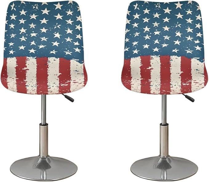 Vintage American Flag Bar Stools Set of 2 Bar Stool Slipcovers Green Leaf Non Slip Dining Chair Slipcover Swivel Chair Seat Covers Home Kitchen Furniture Protector by Sellikakes