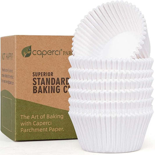 Caperci 225pcs Parchment Paper Cupcake Liners - White Standard Muffin Baking Cups Cupcake Wrappers with Excellent Greaseproof & Non-Stick, No Smell, Food Grade (White) by Caperci