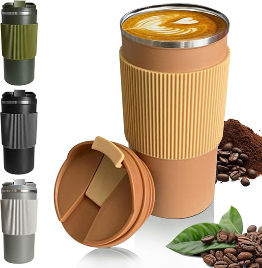 Insulated Travel Coffee Mug, Stainless Steel Coffee Cup with Leakproof Lid | Double-wall insulation keeps drinks hot or cold for hours, with a spillproof lid and portable stainless steel design by YINBAOGE