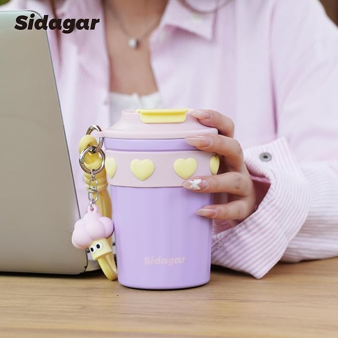 SDGA+ 12 oz Travel Coffee Mug Spill Proof Leak Proof, Stainless Steel Thermal Coffee Cup with Lid, Resuable Cup for Hot and Cold, Portable Tumbler for Women, Lavender Honey - Image 4