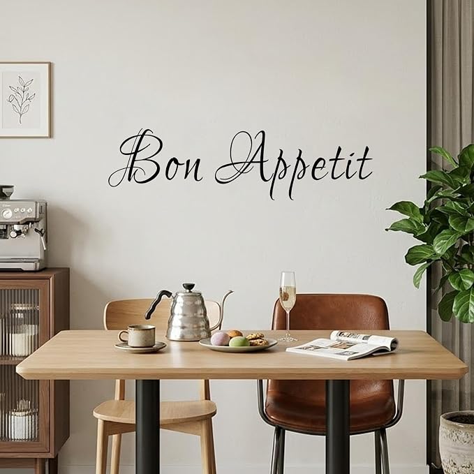 Bon Appetit Italian Vinyl Wall Decal for Dining Room Kitchen(Black,6" h x22 w) - Image 5