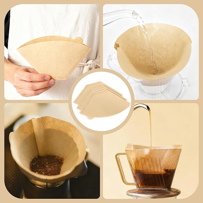 240 Count #2 Coffee Filtets 2-4 Cup, Premiun Unbleached Natural Coffee Paper Filters, No Blowout, Disposable Coffee Filter Cone Paper for Pour Over and Drip Coffee Maker