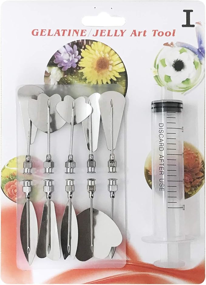 Woohome Art Cake Tools, 3D Gelatin Jelly Tools Includes 40 PCS Gelatin Tools and Making Pudding Pastry Nozzles for Cake Decoration, Jelly Cake making, (Style: GHIJ)