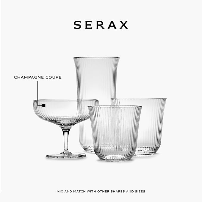 Serax Champagne Glass | Inku Glassware by Sergio Herman | 4 Coupe Glasses 15 cl | Clear Drinking Flutes Set | Transparent Luxury Copas for Dinner at Home with Wine, Wedding | Kitchen Sets - Image 8