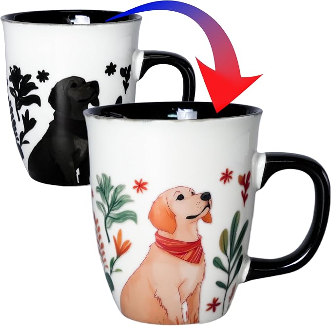 Dog Mug - Heat Changing Coffee Mugs, Ceramic Cup for Tea Hot Cocoa Latte, Funny Gifts for Dog Lovers Women Man by Asmwo