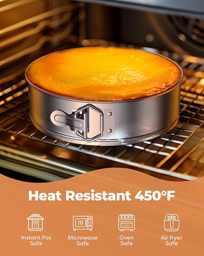 Kootek Cake Pan, Springform Pan with Removable Bottom, 9 Inch, Round | Stainless Steel, 2.6" in Depth, Easy Release Baking Pan, Dishwasher Safe, Oven Safe, Instant Pot Safe, Round Cheesecake Pan - Image 3