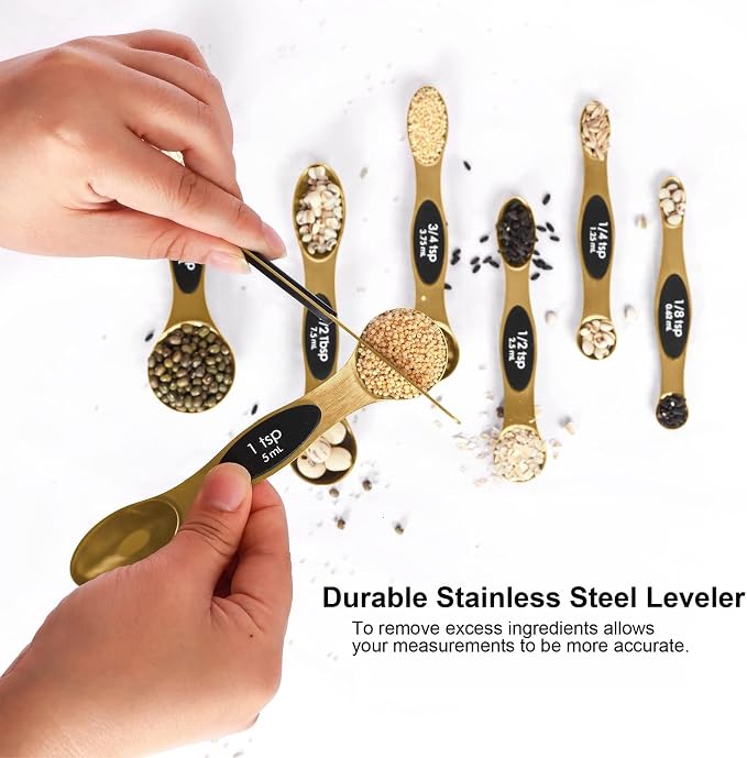 Magnetic Measuring Spoons Set Stainless Steel with Leveler, Stackable Metal Tablespoon Measure Spoon for Baking, Measuring Cups and Spoon Set Kitchen Gadgets Apartment Essentials Fits - Image 4