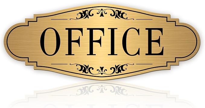 The Office Door Sign for Home and Business，Self-Adhesive Waterproof and Fade-Resistant Brushed Gold Office Sticker for House，Business，Door, Window by LUHIMO