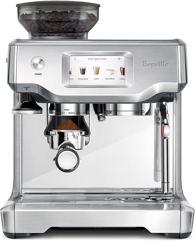 Breville BES880BSS Barista Touch Espresso Machine, Brushed Stainless Steel | Pull barista-quality espresso shots, lattes and cappuccinos at home with semi-automatic coffee maker with built-in grinder by Unknown