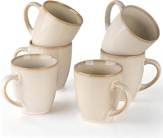 GBhome 12OZ Coffee Mugs Set of 6, Stoneware Coffee Mugs Set, Dishwasher & Microwave Safe by GBhome