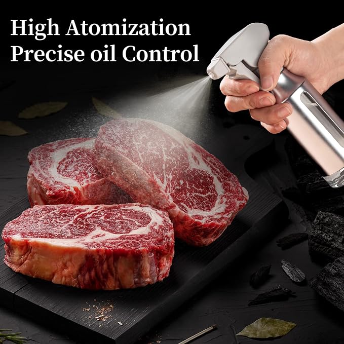 Oil Sprayer for Cooking,Stainless Steel Olive Oil Mister for Air Fryer Frosted Oil Dispenser Bottles Fat Reduction Glass Oil Spray Pot 6.35oz(180ml) Capacity - Image 3