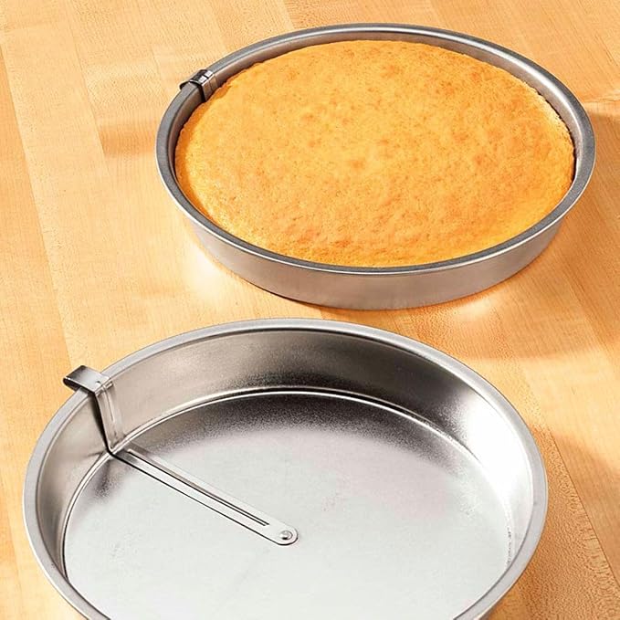 Easy Release Cake Pan Set of 2, 360° Lever, Tinplate, Silver, 8 Inch | Creates Professional Layer Cakes, Even Heat Distribution, Effortless Cake Removal, Ideal for Home Baking, Hand Wash Care - Image 4