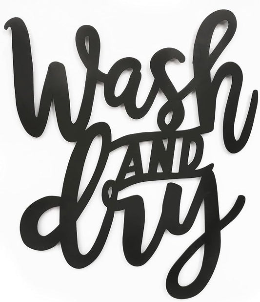 Home Decorative Metal Sign - Wash and Dry - Wall Iron Plaque 12.6x0.5x14.7 Inches-Bathroom and Wash Room Hanging Rustic Plaque by 10oclock