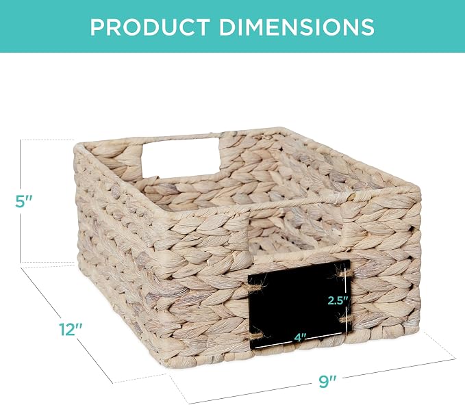 Best Choice Products Set of 4 9x12in Water Hyacinth Pantry Baskets, Woven Organizers w/Chalkboard Label, Chalk Marker - White - Image 7
