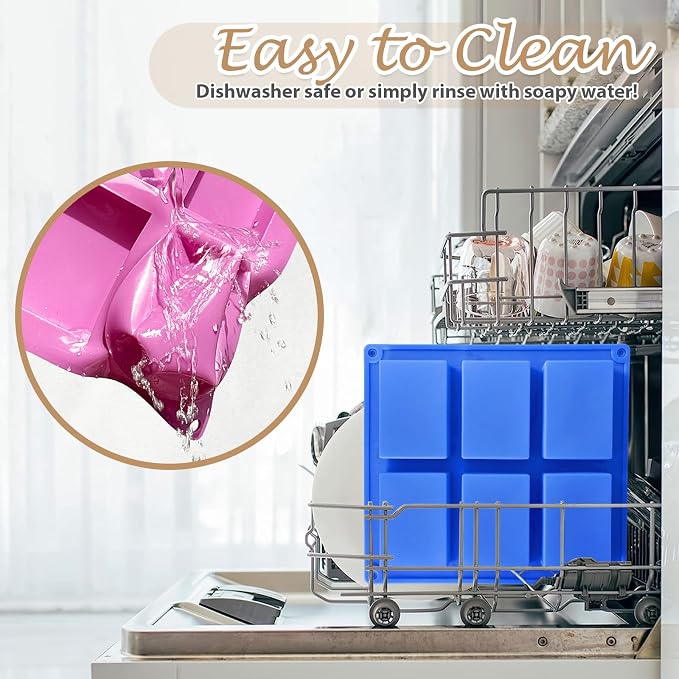 Rectangle Molds Silicone for Deep Chocolate Bar Food Grade Baking Molds for Rice Crispies Treats Cake Chocolate Bar Desserts Ice Cube Wax Melts Soap Homemade Non-stick Molds BPA free DIY Tray Molds - Image 6