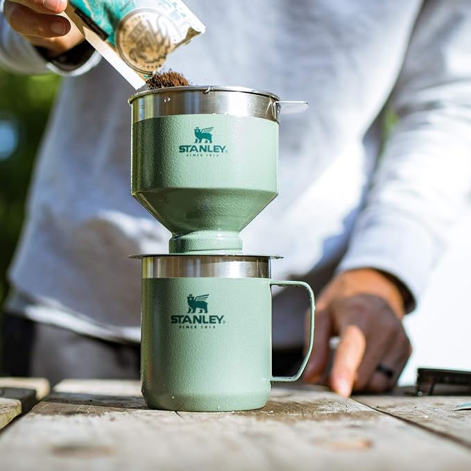 STANLEY Perfect Brew Pour Over Set | 12 oz Camp Mug with Lid Included | Drip Coffee Maker with Reusable Filter | Insulated Stainless Steel | BPA-Free | Hammertone Green - Image 8