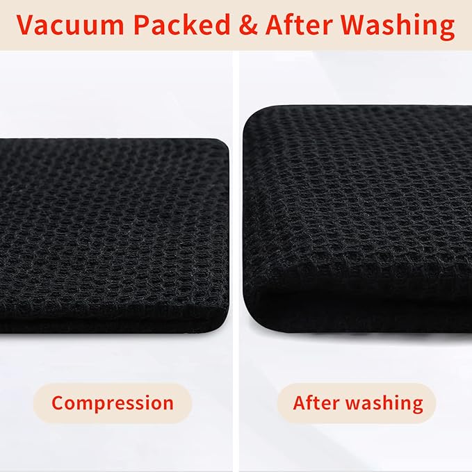 Homaxy 100% Cotton Waffle Weave Kitchen Dish Towels 6-Pack, Black | 13 x 28 Inches, Ultra Soft Absorbent Dish Towels, Quick Drying Cleaning Towels - Image 7