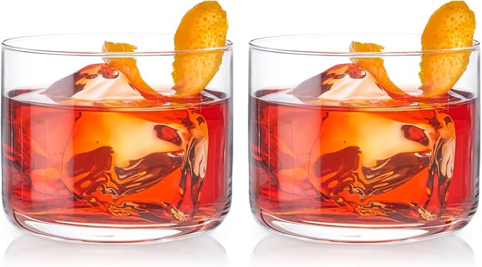 Viski Raye Crystal Negroni Glasses, Lowball Cocktail Glasses Premium Crystal Glassware, 8oz Tumbler Glasses Set of 2 - Image 13