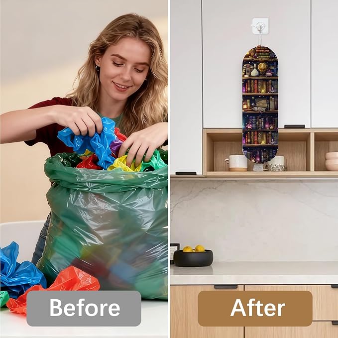 Magic Bookshelf Plastic Bag Holder Dispenser, Plastic Grocery Bag Organizer & Wall Mount Paper Trash Bags Saver Storage for Kitchen Home Pantry Decor, Kitchen Decor Shopping Bags Storage Dispenser - Image 5