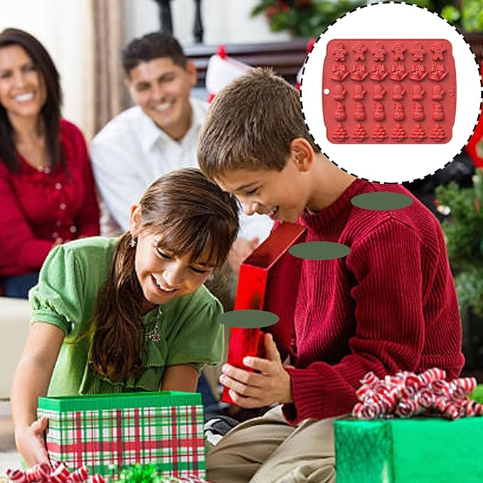 2 Pcs Christmas Silicone Molds 3D Christmas Chocolate Silicone Mold 60 Cavity Small Baking Molds with Elk Snowman Bells Shape Molds Used for Making Candy Jelly Ice Cube Dog Treats