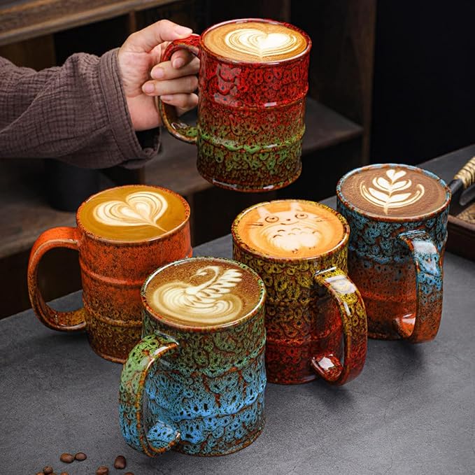 Coffee Mug,20 Oz Coffee Cups Ceramic Tea Cup Large Coffee Mug for Office and Home - Dishwasher and Microwave Safe Novelty Coffee Mug(2, Blue and Brown) - Image 5