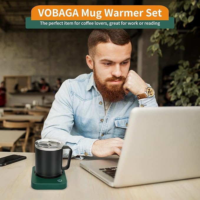 VOBAGA Coffee Mug Warmer Set with Auto Shut Off, 15 oz Coffee Mug Gift Set & 3 Temperature Settings Home Office Desk Accessories Valentine's Day Gift - Image 3