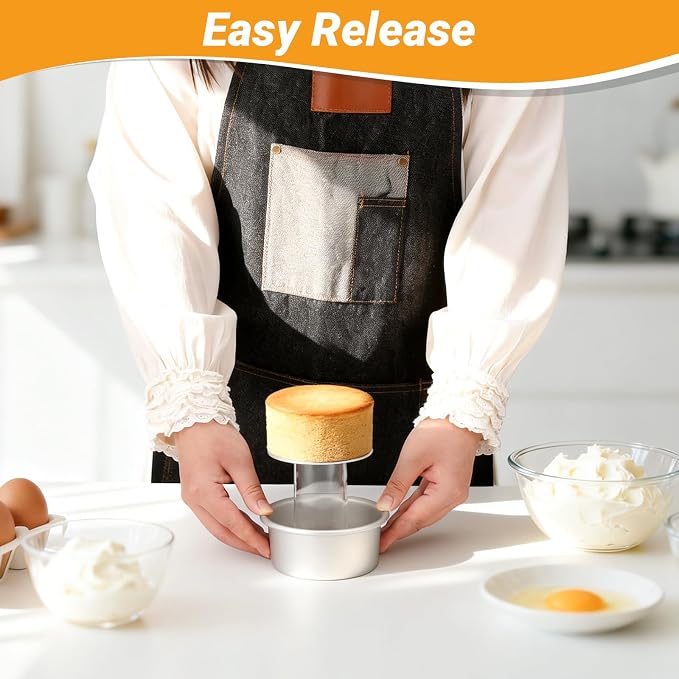 Beasea 4 Inch Cake Pans Set, 3 Pack Aluminum Alloy Mini Round Cake Pans with Removable Bottom, Individual Cheesecake Mold Tin for Baking - Image 5