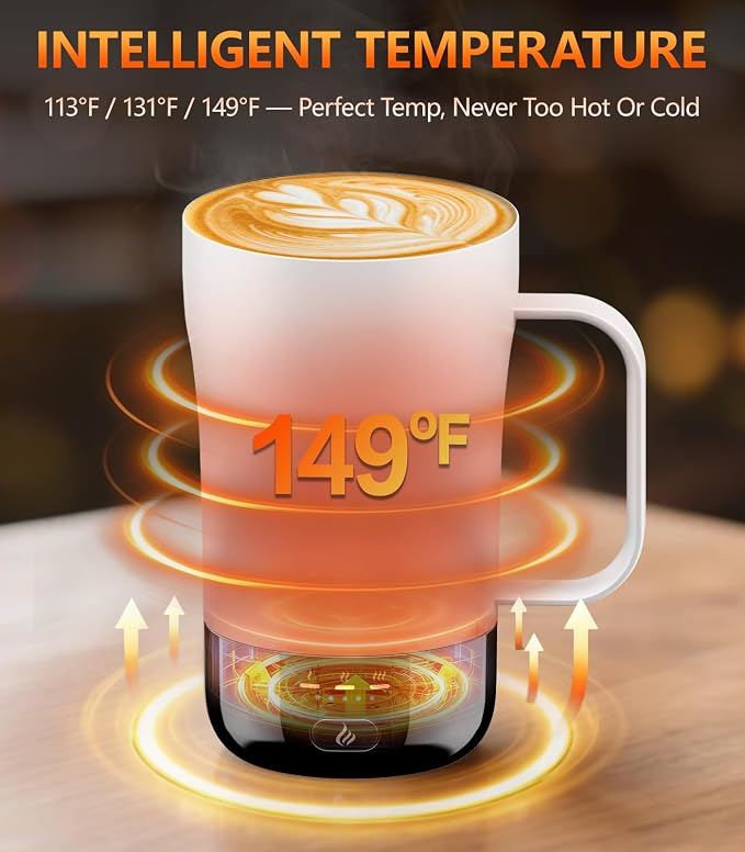 Self-Heating Coffee Mug, 14oz Heated Coffee Mug - Rechargeable Temperature Control Coffee Mug Keep Coffee Hot, Smart Mug Great Gift for Coffee Lovers & Slow Sippers - Image 2