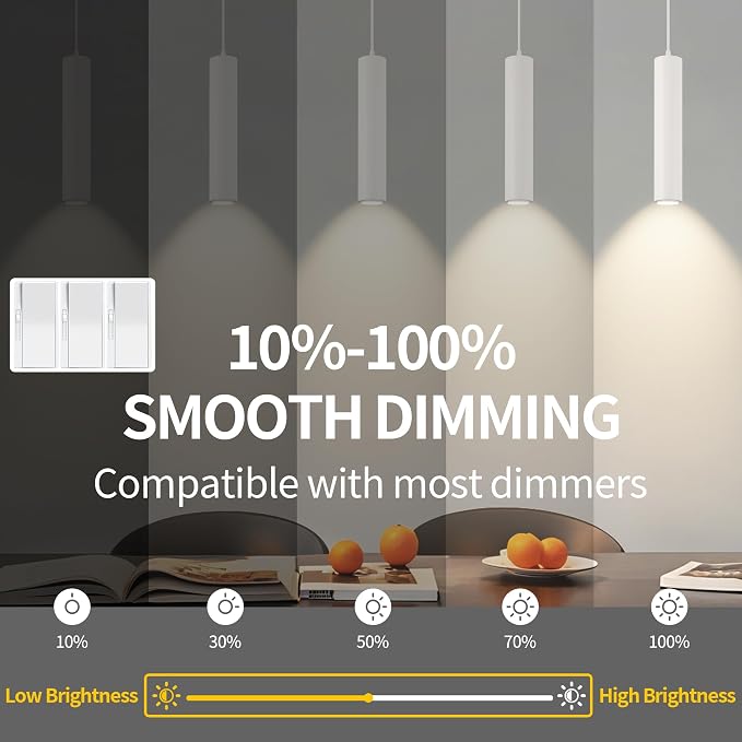 LED Pendant Lights Modern Island Lights Ceiling Hanging Spotlight | Zoomable15°-60°,5CCT/2700K-5000K,Dimmable,12W,Unique Pendant Lighting for Kitchen Island Bar,White - Image 3