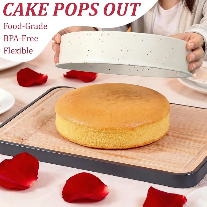 8.7 Inch Silicone Round Cake Pan Set of 2, Nonstick Silicone Springform Pan for Baking Suitable for Making Layers, Cheese & Chocolate Cakes - Image 4